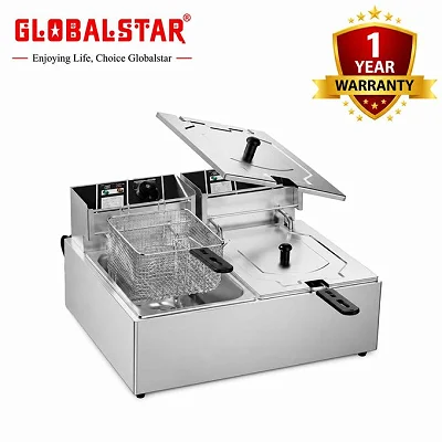 Globalstar 6L+6L Double Electric Deep Fryer GS-82A - 12L Stainless Steel Commercial Fryer