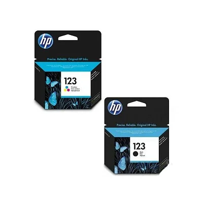 Pack of HP 123 Original Ink Cartridges – Tri-Color &amp; Black
