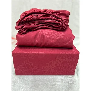 6x6 4-Piece Fitted Bedsheet Set – 1 Fitted Sheet, 1 Flat Sheet & 2 Pillow Cases - Maroon