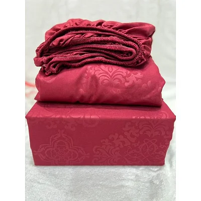 6x6 4-Piece Fitted Bedsheet Set – 1 Fitted Sheet, 1 Flat Sheet &amp; 2 Pillow Cases - Maroon