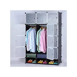 3-Column Portable Plastic Wardrobe