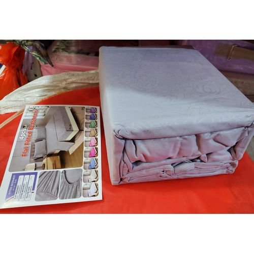 6x6 4Pcs Fitted Cotton BedsSheets (1 Fitted, 1 Flat bedsheet,  2 Pillowcases)-  Grey