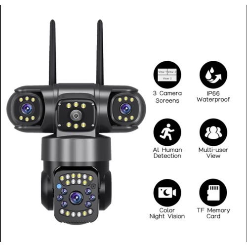 Waterproof Wireless 4G Camera Outdoor 12V WiFi Camera WiFi Network Home Security Motion System V380 Pro P2P Three Lens IP Camera