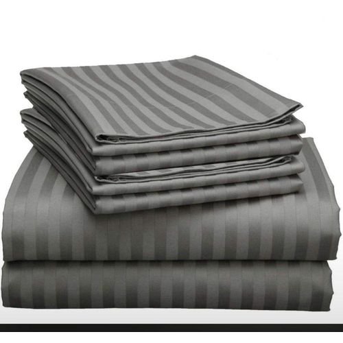 4pcs 6x6 Egyptian Satin Striped Bedsheets (2 Bedsheets 2 Pillowcases) - Grey
