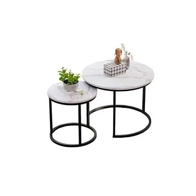 Round Nesting Coffee Table Set of 2 – Multi-Colour