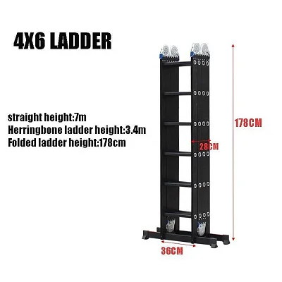 4×6 Multi-Purpose Aluminum Folding Ladder – Portable Foldable Ladder