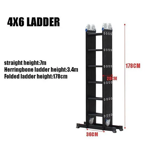 4×6 Multi-Purpose Aluminum Folding Ladder – Portable Foldable Ladder