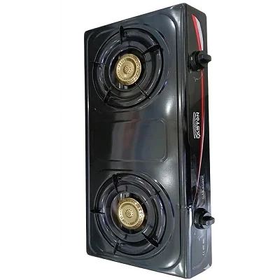 Double Burner Gas Stove with Automatic Ignition – Black (1 Year Warranty)