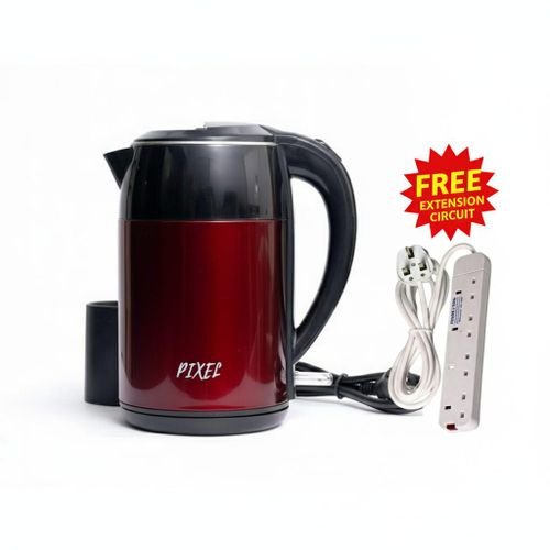 Stainless Steel Electric Kettle (2.5L) with FREE 4-Way Surge Protector Power Extension