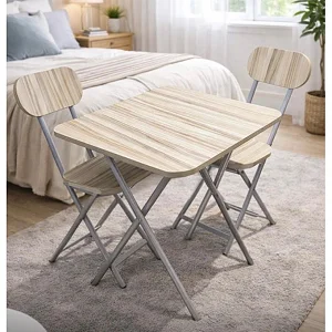 Foldable Reading Table and Two Chairs Set | Study Table Set - Grey
