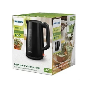 Philips Electric Kettle 1.7L, 1850W, Automatic Lid HD9318/21 3000 Series - Black