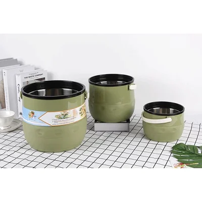 Daydays 3 Pc Insulated Lunch Box Set, Food Warmer Jar, Thermal Food Storage Container Green
