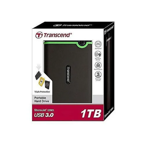 Transcend 1TB USB 3.0 Portable Storage Drive – Black and Green