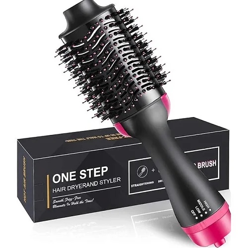Hot Air Hair Styler Brush - Electric Hair Dryer, Straightener &amp; Volumizing Styling Comb
