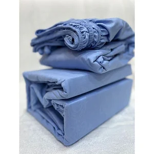 5x6 4Pcs Fitted Bedsheet Set – Fitted Sheet, Flat Sheet & 2 Pillow Cases -Blue