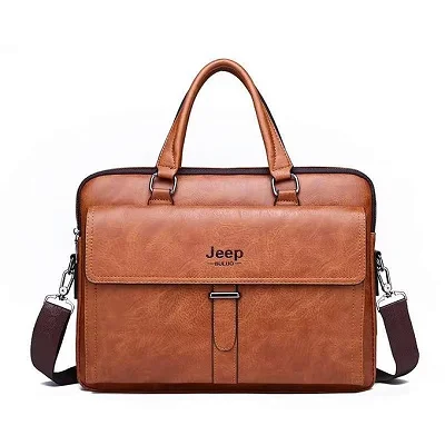Jeep Buluo 15-Inch Waterproof Leather Laptop Bag – Brown