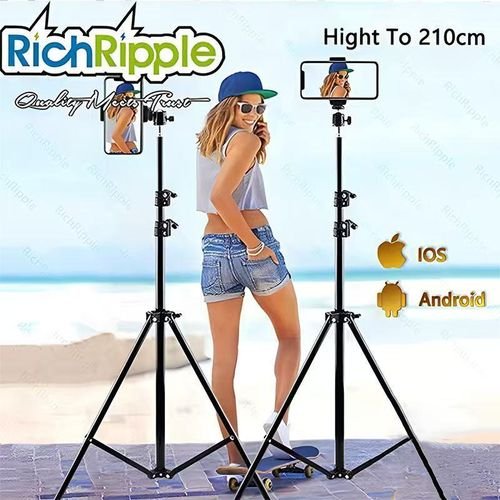 210m Strong Metal Mobile Phone Tripod/Camera Sand Tripod - Black