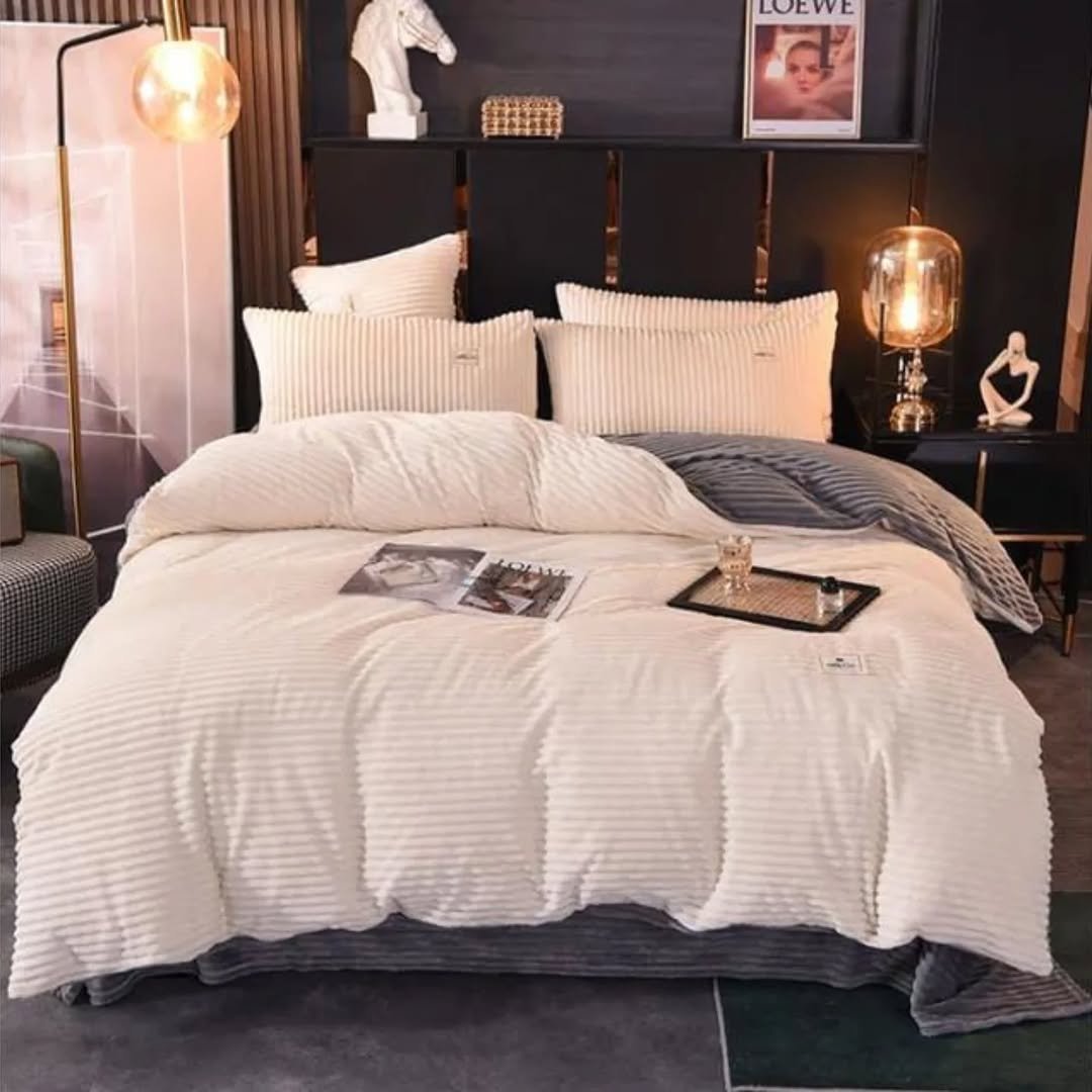 6x6 Luxury Coral Velvet Duvet Set (4 Pieces) Bedsheet & 2 Pillowcases