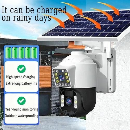 Dual lens solar camera, no power, no network, outdoor remote AI monitor