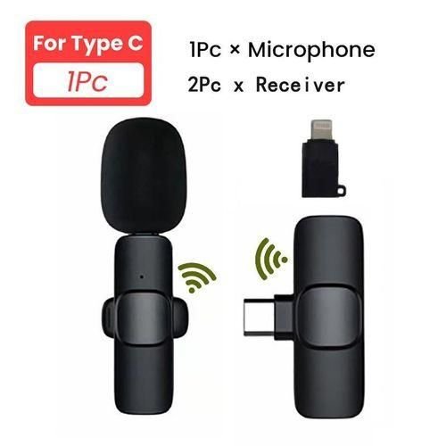K9 Lavalier Microphone Wireless Lapel Microphone Lavalier Mic YouTube Facebook TikTok Live Stream - Black
