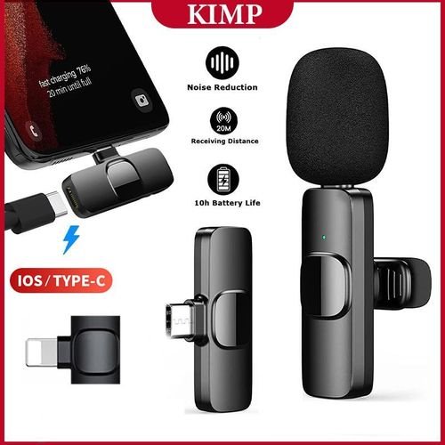 K9 Lavalier Microphone Wireless Lapel Microphone Lavalier Mic YouTube Facebook TikTok Live Stream - Black