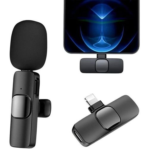 K9 Lavalier Microphone Wireless Lapel Microphone Lavalier Mic YouTube Facebook TikTok Live Stream - Black