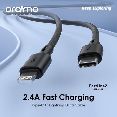 Oraimo FastLine 2 2.4A 1M Cable Type C to Lightning Fast Charging