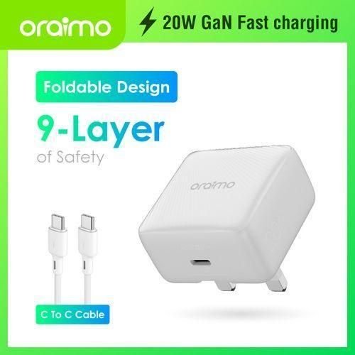 Oraimo 20W Fast Charger Kit with Type-C to Type-C Cable - white