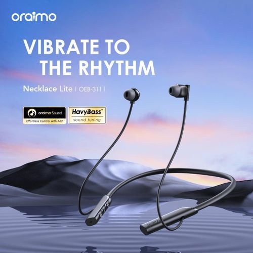 Oraimo Necklace Lite Wireless Headphones Call Vibration 30Hr Playtime - Black (Copy)