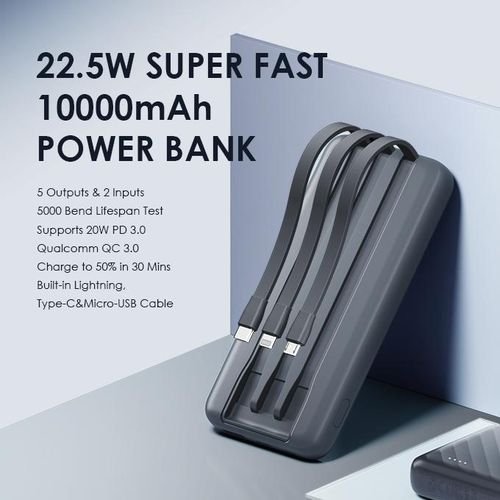 Oraimo Power Bank 10000mAh With  Charging Cables