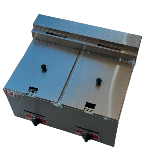 12L Commercial Stainless Steel Double-tank Gas Deep fryer.