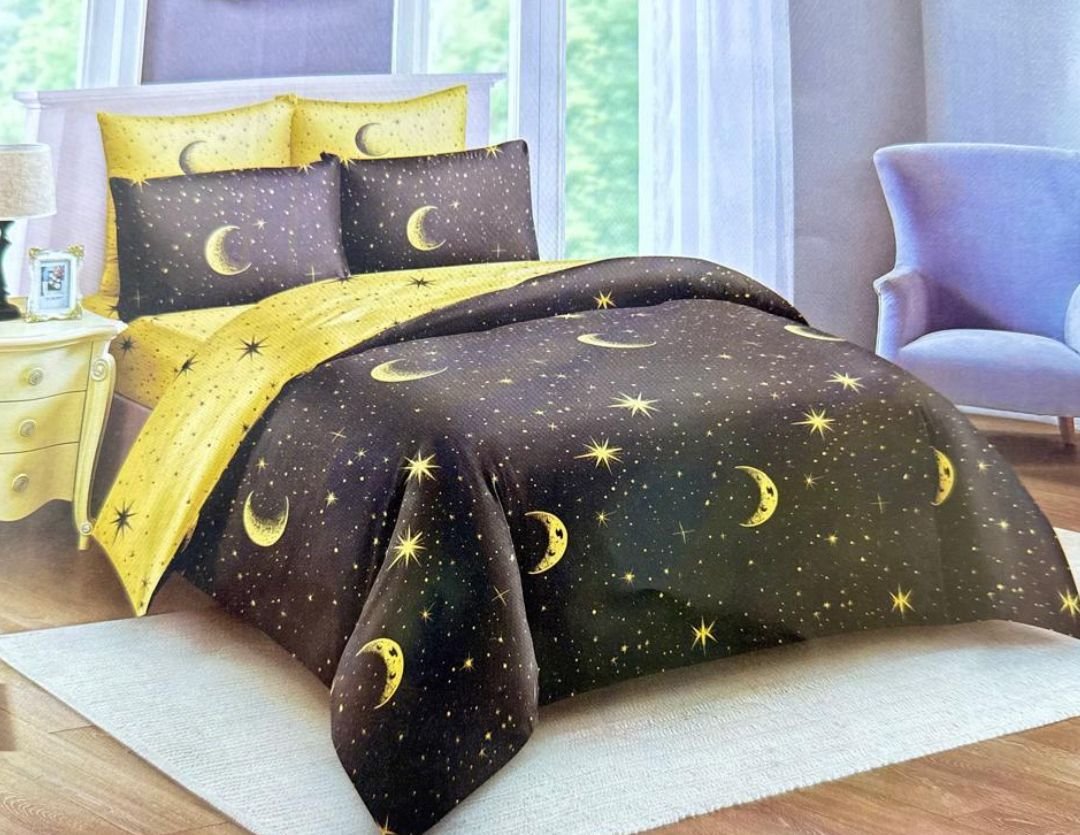 4pcs 5x6 duvet Set With (1bedsheet,1duvet,2pillowcases) - Multicolor