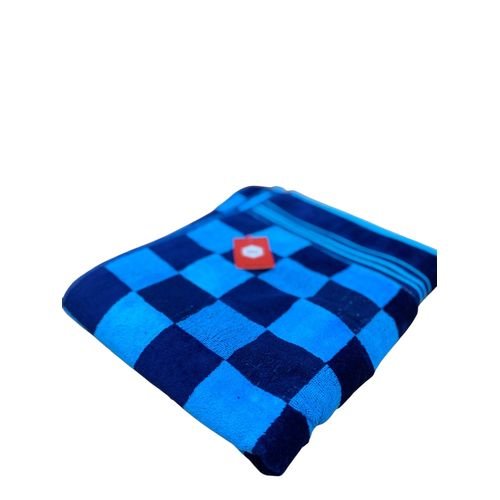 Large Size Velvet cotton towels 90x170cm - checked Blue