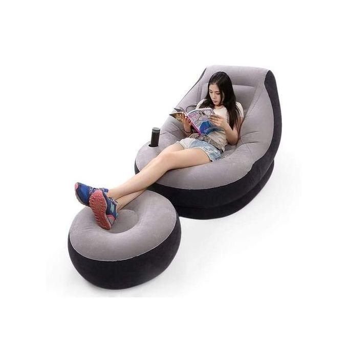 Intex Inflatable Air Chair With Footrest With Pump - Grey