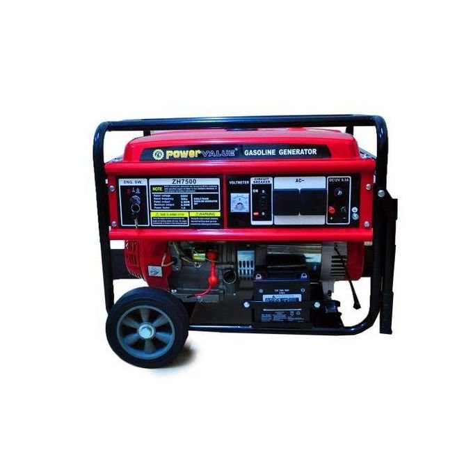 POWER VALUE 7 KVA Copper Petrol Engine Generator (ZH7500) - Red