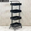 Storage Trolley Cart – 4 Tier Rolling Utility Organizer Rack - Black