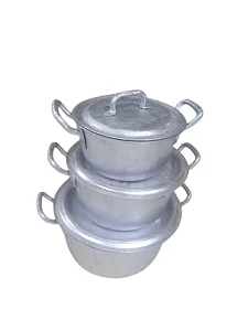 Set Of Dongolo Heavy Duty Aluminum Saucepans, With Covers