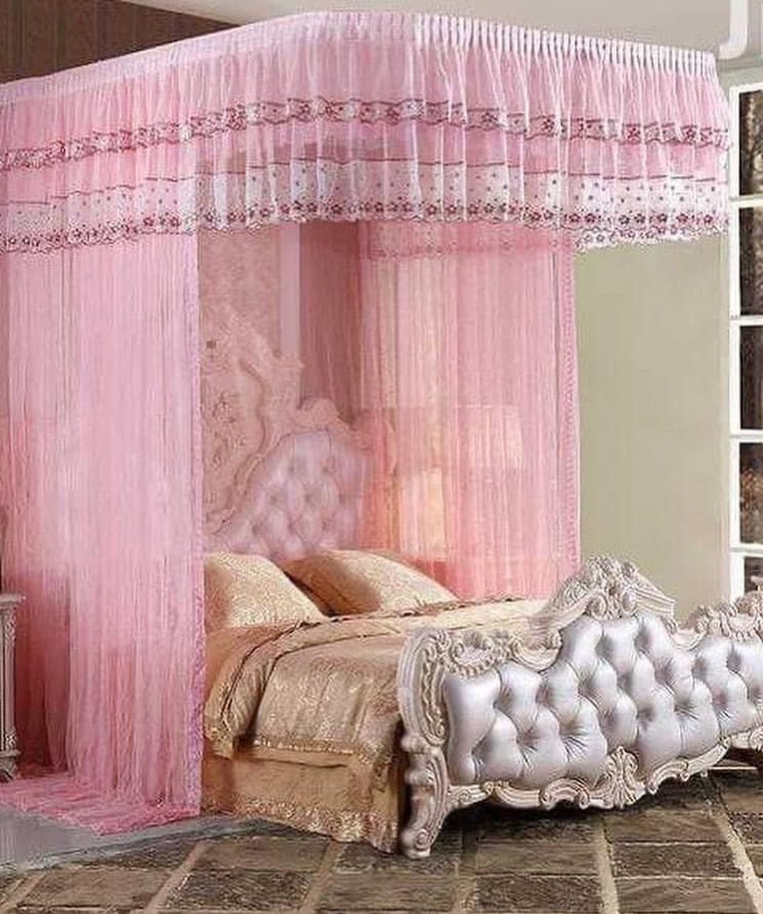 5x6 Wall mounted Mosquito Net- Pink