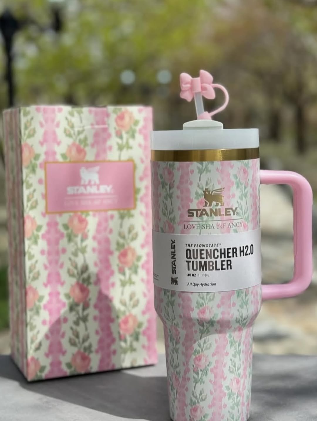 Floral Stanley Quencher H2.0 Tumbler With Straw , Gift Travel Mug - Multicolor