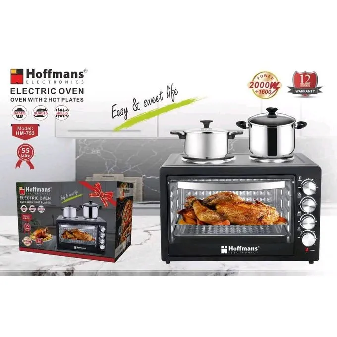 55L Hoffmans Electric oven with 2 hot plate