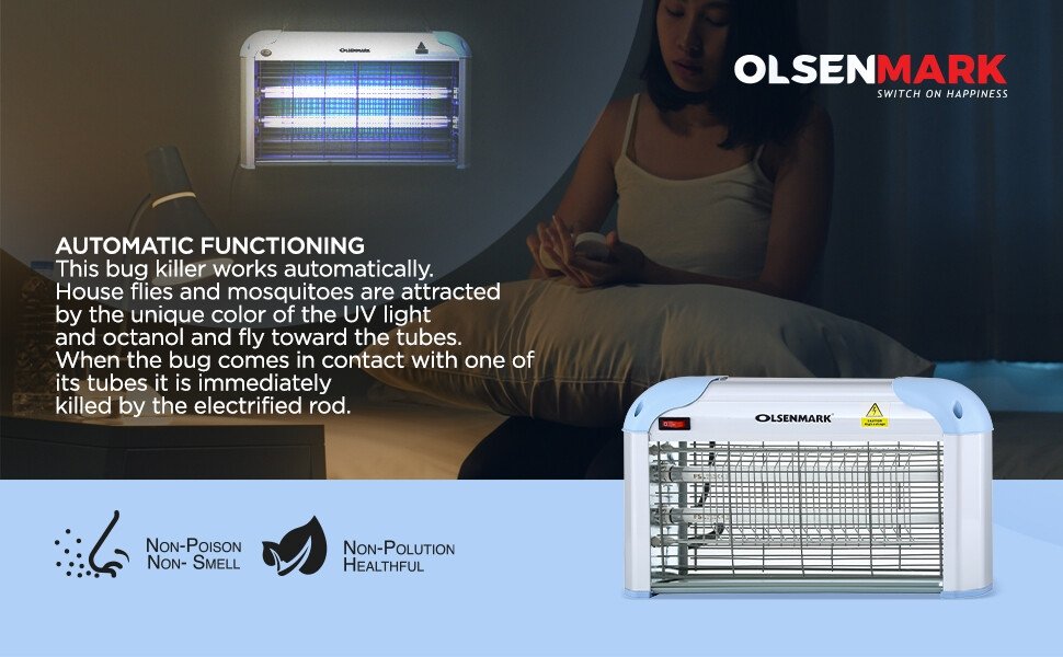Olsenmark Fly & Insect Killer - Powerful Fly Zapper 2x15W UV Light Tube - Electric Bug Zapper, Insect Killer, Fly Killer, Wasp Killer