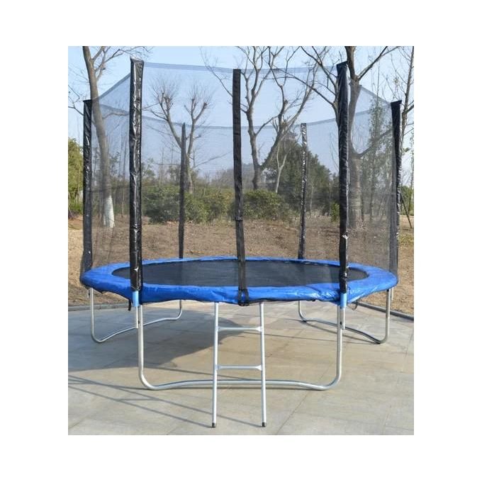 8ft Round Outdoor Trampoline with Ladder and Padded Poles