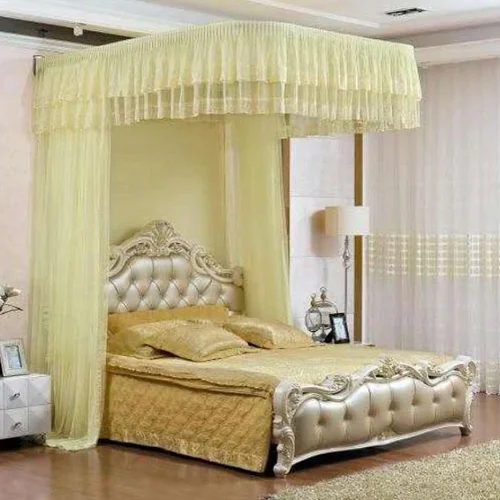 6x6 Luxury Wall-Mounted Canopy Mosquito Net – Cream