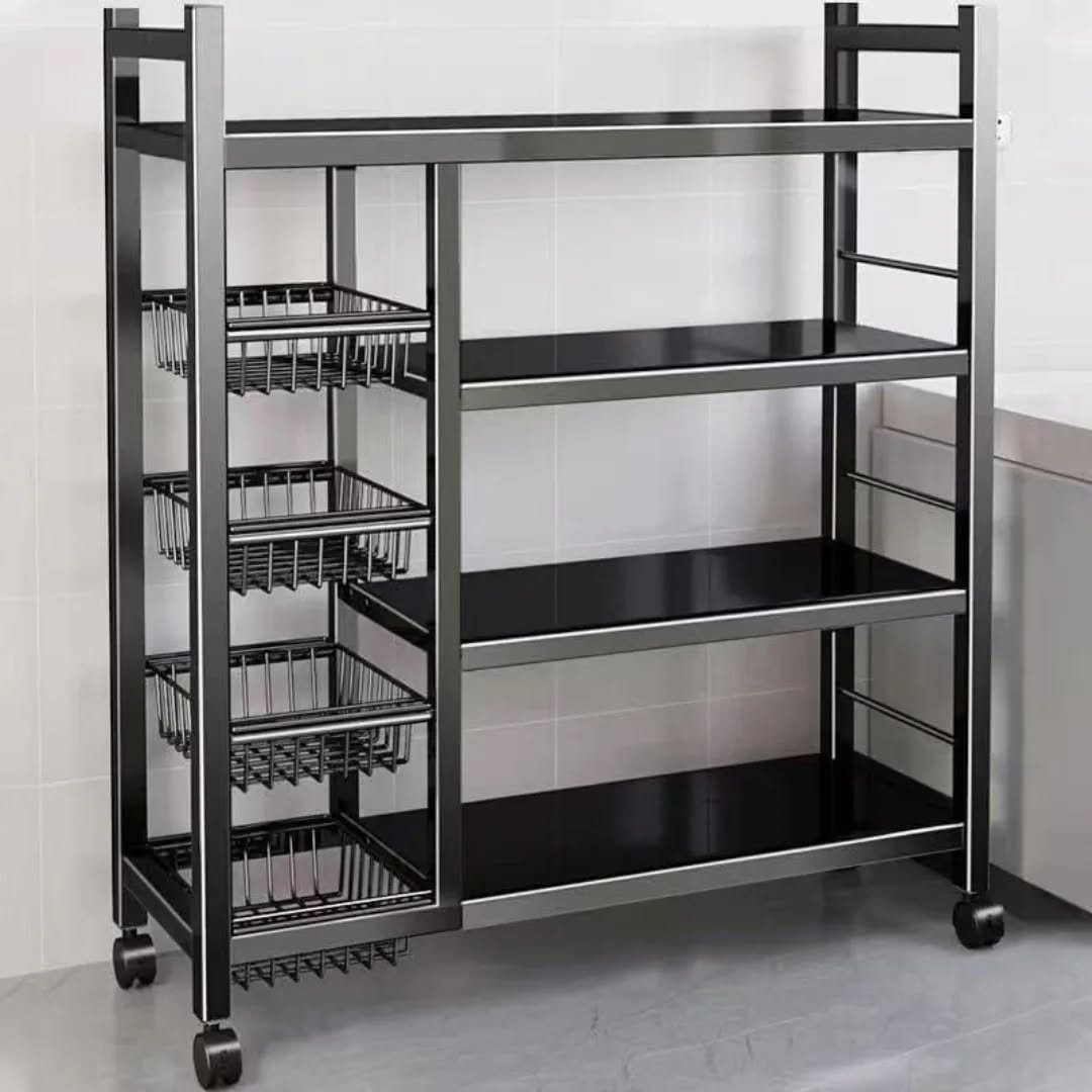 Multifunction kitchen storage rack/ cabinet-black