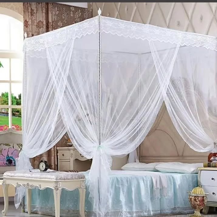4x6 4 Stand / Pole Mosquito Net - White