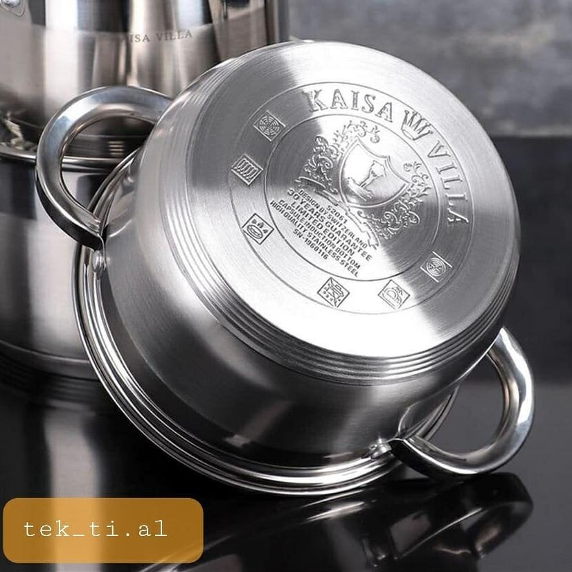 Kaisa Villa 3 Pieces Cookware Set With Covers 5 Layers Bottom-silver