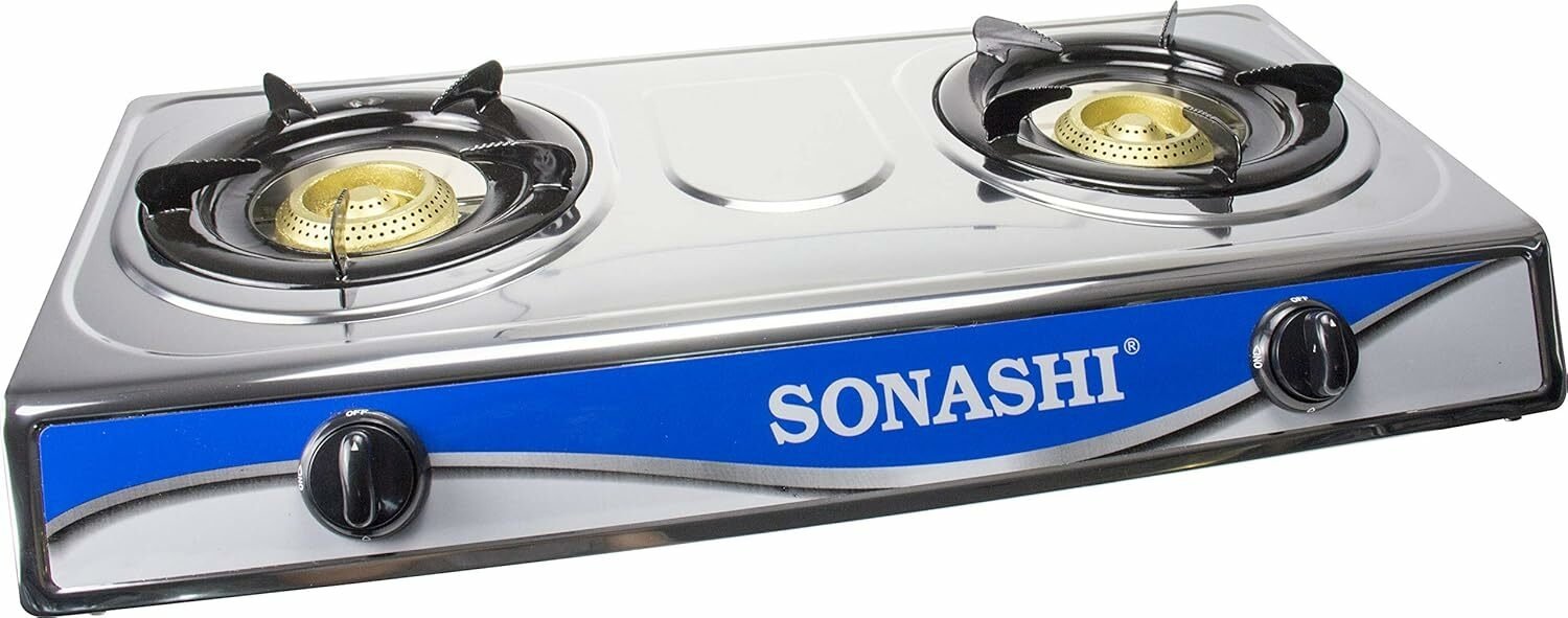 Sonashi Double Gas Stove with Electronic Ignition System Stainless steel