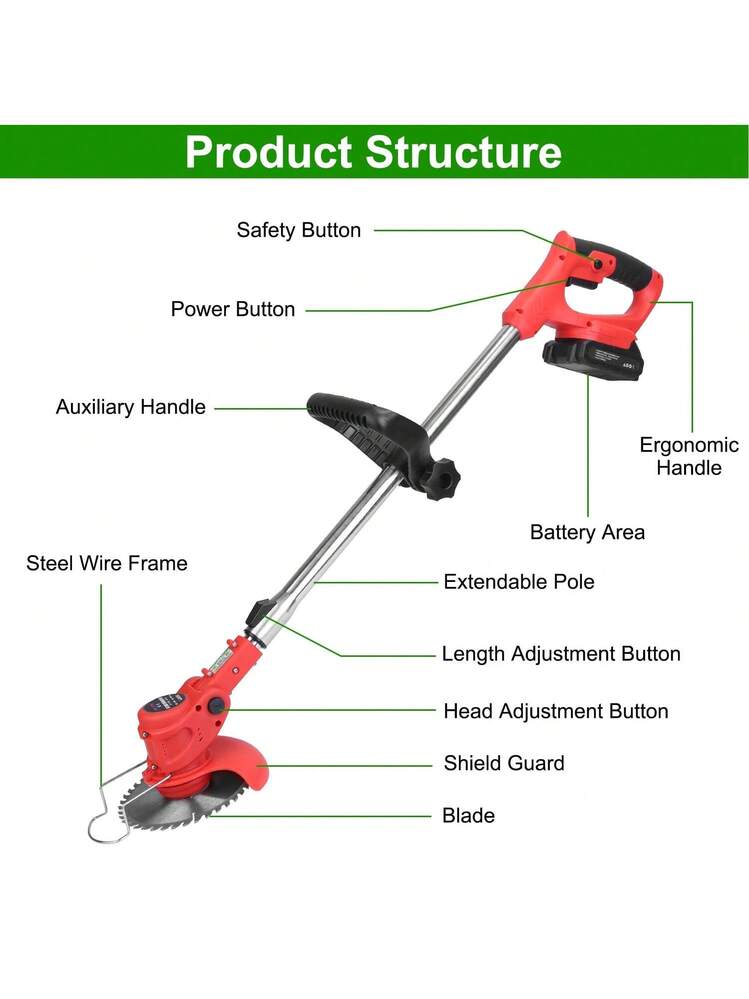 48V Lithium Electric Lawn Mower Grass Cutter/lawn Mower 2 Batteries - Multicolor