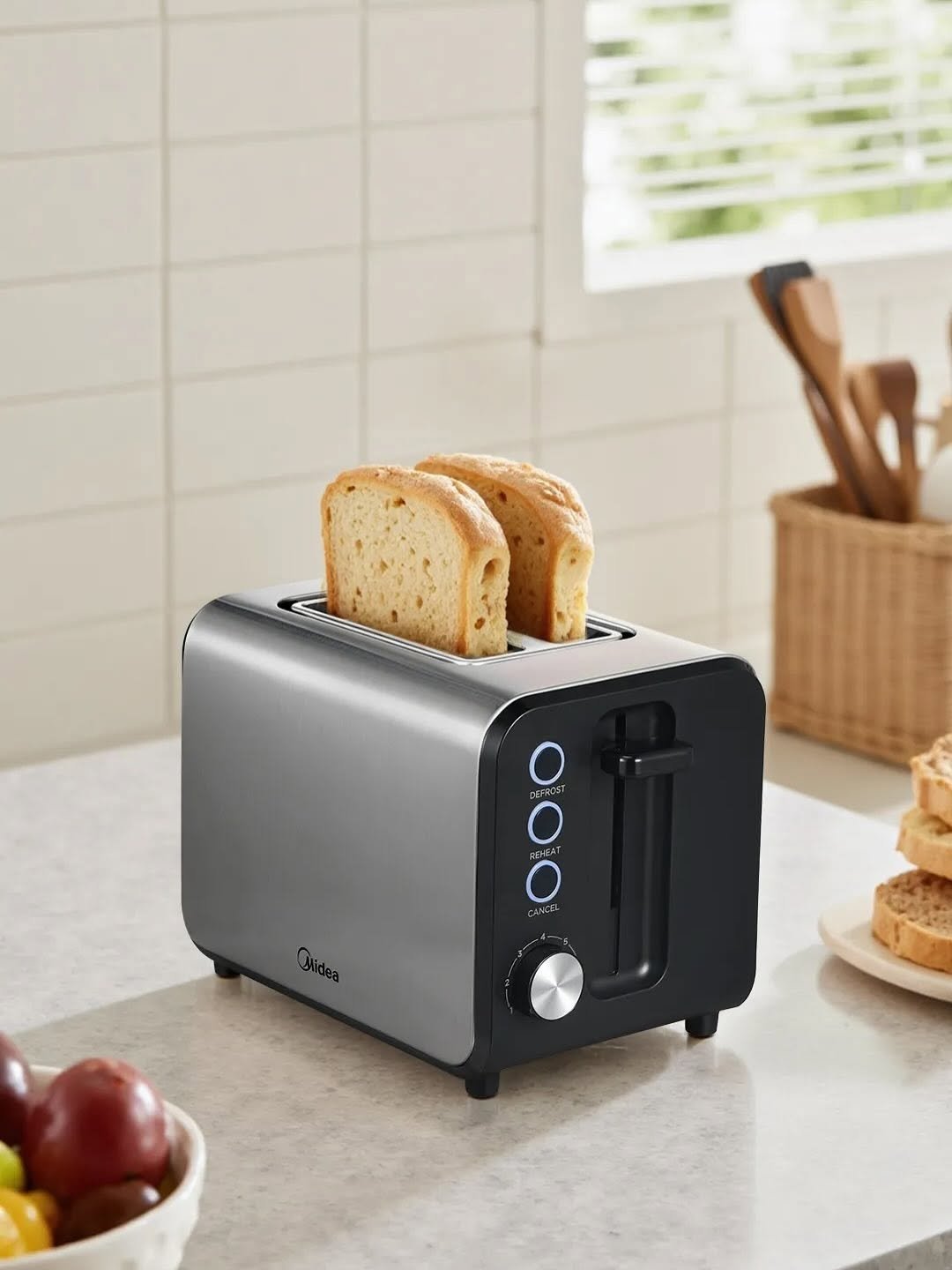 Midea 2 Slice Stainless Steel Toaster- Silver