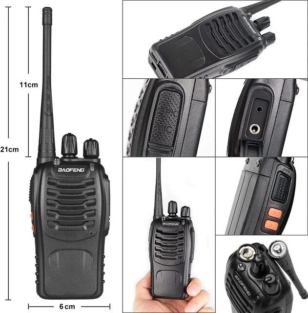 Baofeng Walkie Talkie ( 1 Pair ) Radio Call BF-888S With, USB-C Charge Port, Two-Way Pair Of Two - Black